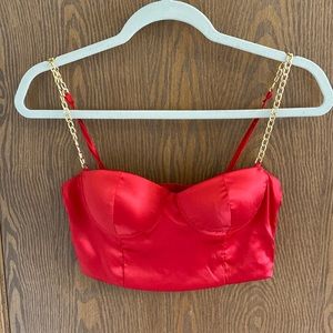 Fashion Nova Chained Satin Corset Crop Top. Size Small. Worn Once.